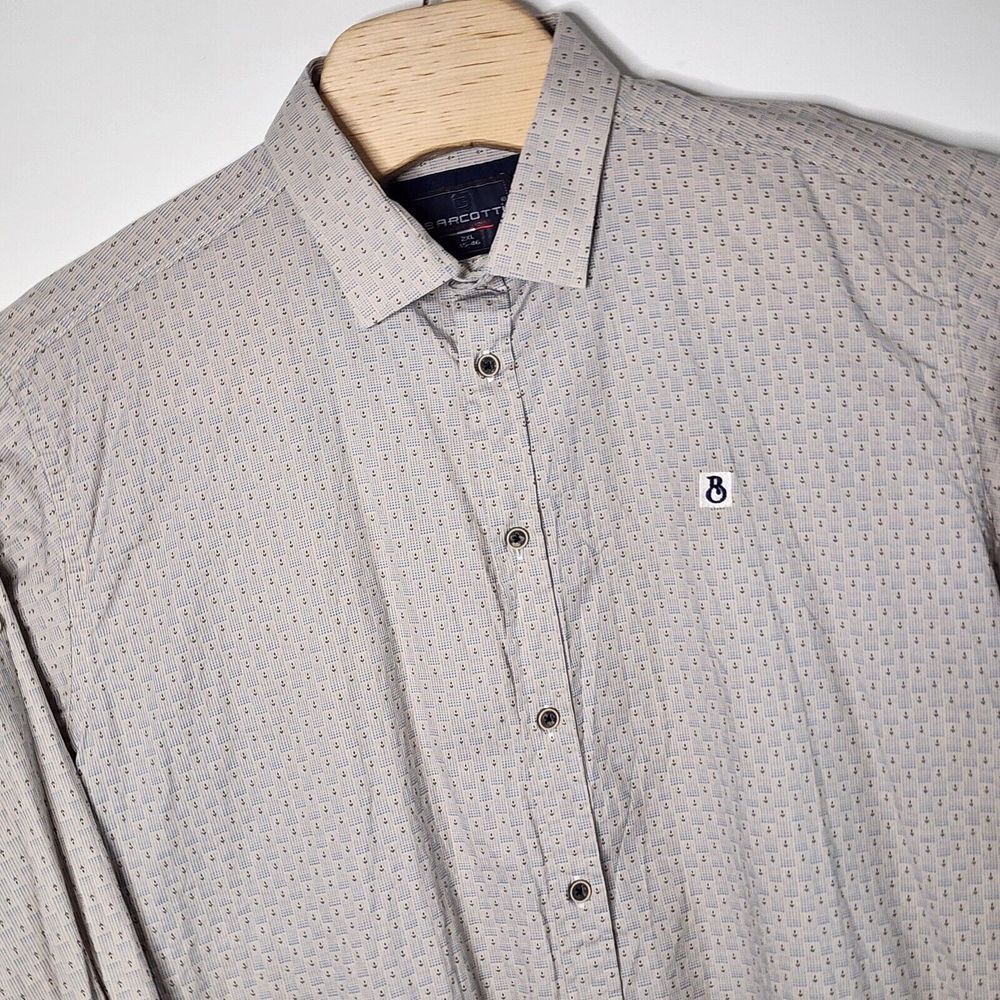 Barcotti Men's Dress Button Up Shirt 2XL Beige  Top‎